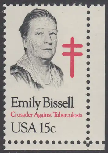 USA Michel 1429 / Scott 1823 postfrisch EINZELMARKE ECKRAND unten rechts - Emily Bissell (1861-1948), Kämpferin gegen die Tuberkulose