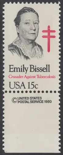 USA Michel 1429 / Scott 1823 postfrisch EINZELMARKE RAND unten m/ copyright symbol - Emily Bissell (1861-1948), Kämpferin gegen die Tuberkulose