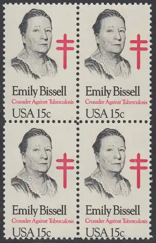 USA Michel 1429 / Scott 1823 postfrisch BLOCK - Emily Bissell (1861-1948), Kämpferin gegen die Tuberkulose