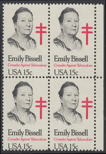 USA Michel 1429 / Scott 1823 postfrisch BLOCK RÄNDER rechts - Emily Bissell (1861-1948), Kämpferin gegen die Tuberkulose