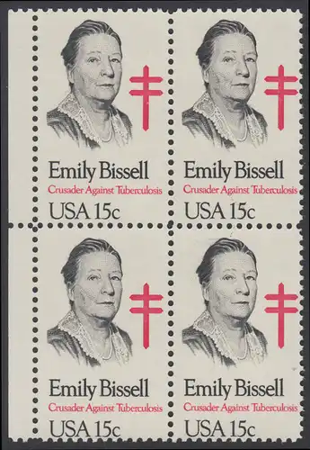 USA Michel 1429 / Scott 1823 postfrisch BLOCK RÄNDER links - Emily Bissell (1861-1948), Kämpferin gegen die Tuberkulose