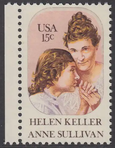 USA Michel 1431 / Scott 1824 postfrisch EINZELMARKE RAND links - Anne Sullivan, Blindenlehrerin und ihre Schülerin Helen Keller
