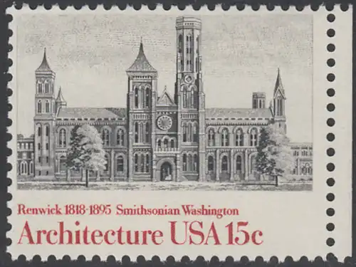 USA Michel 1445 / Scott 1838 postfrisch EINZELMARKE RAND rechts - Amerikanische Architektur: Smithsonian Institut, Washington
