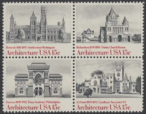 USA Michel 1445-1448 / Scott 1838-1441 postfrisch BLOCK - Amerikanische Architektur