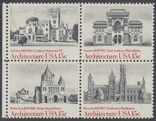 USA Michel 1445-1448 / Scott 1838-1441 postfrisch BLOCK RÄNDER links (a1) - Amerikanische Architektur