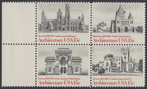USA Michel 1445-1448 / Scott 1838-1441 postfrisch BLOCK RÄNDER links (a2) - Amerikanische Architektur