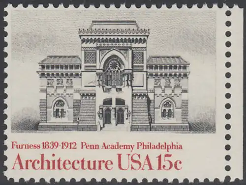 USA Michel 1447 / Scott 1840 postfrisch EINZELMARKE RAND rechts - Amerikanische Architektur: Akademie der Schönen Künste, Philadelphia