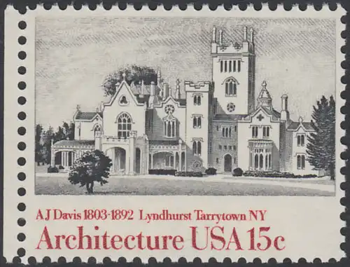 USA Michel 1448 / Scott 1841 postfrisch EINZELMARKE RAND links - Amerikanische Architektur: Lyndhurst, Tarrytown