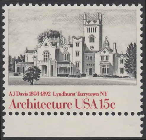 USA Michel 1448 / Scott 1841 postfrisch EINZELMARKE RAND unten - Amerikanische Architektur: Lyndhurst, Tarrytown