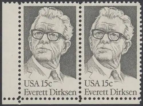USA Michel 1455 / Scott 1874 postfrisch horiz.PAAR ECKRAND unten links - Everett Dirksen (1896-1969), Politiker