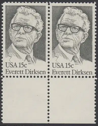 USA Michel 1455 / Scott 1874 postfrisch horiz.PAAR RÄNDER unten - Everett Dirksen (1896-1969), Politiker