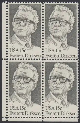 USA Michel 1455 / Scott 1874 postfrisch BLOCK ECKRAND unten links - Everett Dirksen (1896-1969), Politiker