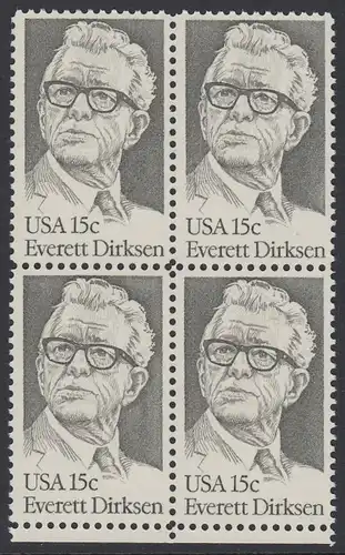 USA Michel 1455 / Scott 1874 postfrisch BLOCK RÄNDER unten - Everett Dirksen (1896-1969), Politiker