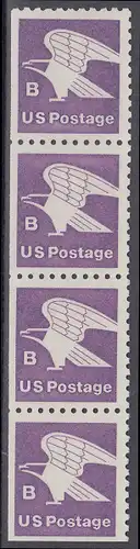 USA Michel 1457D / Scott 1819 postfrisch vert.STRIP(4) (links & unten ungezähnt) - Adler, Emblem der US-Post