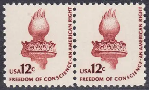USA Michel 1458A / Scott 1594 postfrisch horiz.PAAR (a1) - Americana-Ausgabe: Fackel der Freiheitsstatue