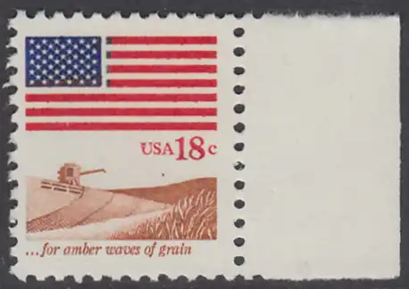 USA Michel 1464 / Scott 1890 postfrisch EINZELMARKE RAND rechts - Flagge, Weizenfeld