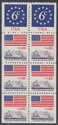 USA Michel 1466 / Scott 1893a postfrisch Markenheftchen-Blatt(8) - Flagge, Gebirge