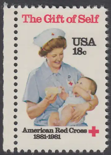 USA Michel 1467 / Scott 1910 postfrisch EINZELMARKE RAND links - Amerikanisches Rotes Kreuz