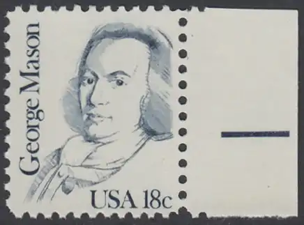 USA Michel 1468 / Scott 1858 postfrisch EINZELMARKE RAND rechts - Amerikanische Persönlichkeiten: George Mason (1725-1792), Politiker