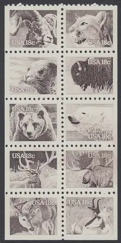 USA Michel 1470-1479 / Scott 1889a postfrisch Markenheftchen-Blatt(10) - Tiere