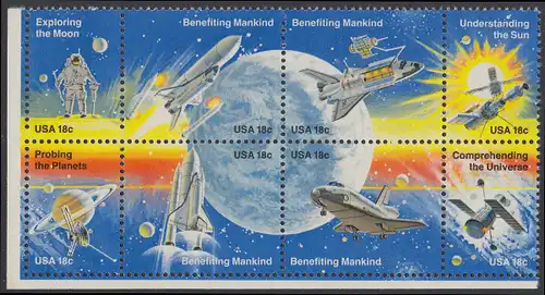 USA Michel 1481-1488 / Scott 1912-1919 postfrisch BLOCK ECKRAND unten links - Erfolge der Raumfahrt