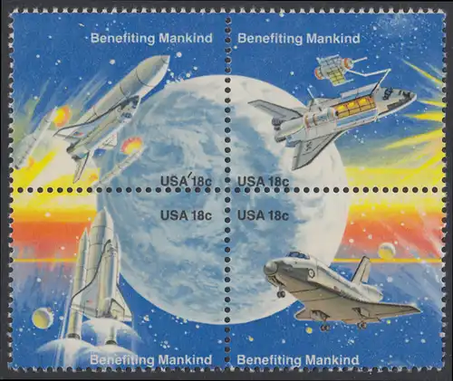 USA Michel 1482,83,86.87 / Scott 1913,14,17,18 postfrisch BLOCK - Erfolge der Raumfahrt