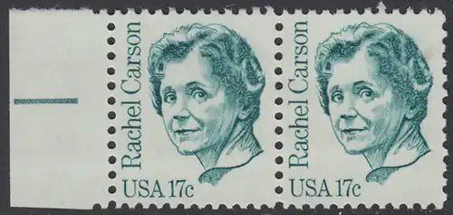 USA Michel 1489 / Scott 1857 postfrisch horiz.PAAR RAND links - Amerikanische Persönlichkeiten: Rachel Carson (1907-1964), Biologin