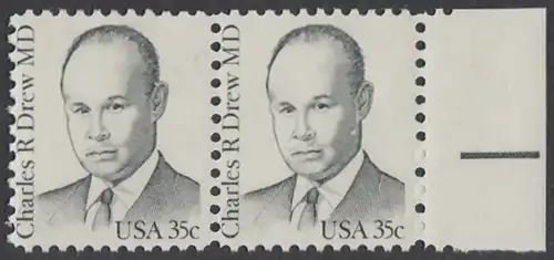 USA Michel 1490 / Scott 1865 postfrisch horiz.PAAR RAND rechts - Amerikanische Persönlichkeiten: Charles R. Drew (1904-1950), Arzt