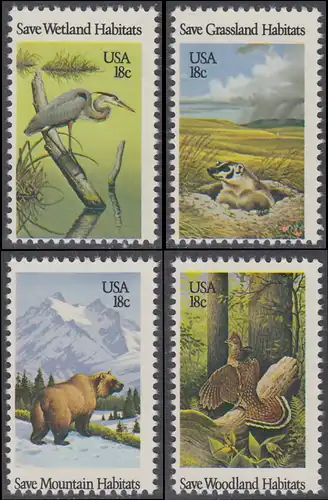 USA Michel 1493-1496 / Scott 1921-1924 postfrisch SATZ(4) EINZELMARKEN - Naturschutz