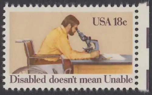 USA Michel 1497 / Scott 1925 postfrisch EINZELMARKE RAND rechts (a1) - Internationales Jahr der Behinderten
