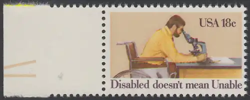 USA Michel 1497 / Scott 1925 postfrisch EINZELMARKE RAND links (a2) - Internationales Jahr der Behinderten