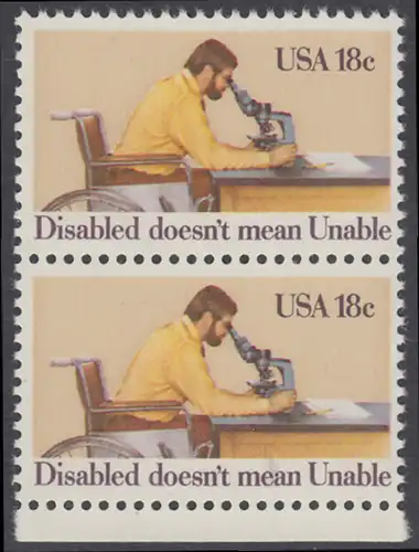 USA Michel 1497 / Scott 1925 postfrisch vert.PAAR RÄNDER unten - Internationales Jahr der Behinderten