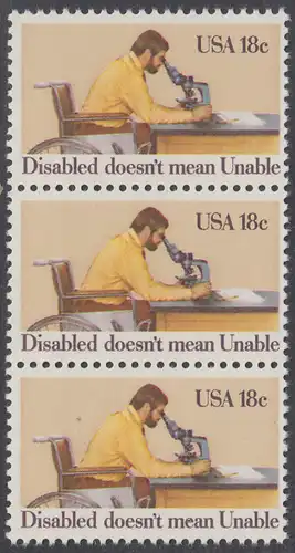 USA Michel 1497 / Scott 1925 postfrisch vert.STRIP(3) - Internationales Jahr der Behinderten