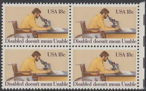 USA Michel 1497 / Scott 1925 postfrisch BLOCK RÄNDER rechts - Internationales Jahr der Behinderten