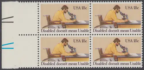 USA Michel 1497 / Scott 1925 postfrisch BLOCK RÄNDER links - Internationales Jahr der Behinderten