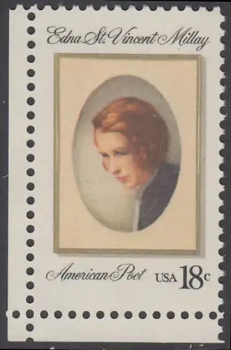 USA Michel 1498 / Scott 1926 postfrisch EINZELMARKE ECKRAND unten links - Edna St. Vincent Millay (1892-1950), Dichterin