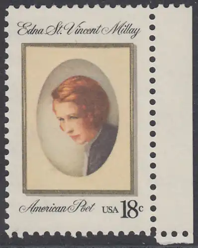 USA Michel 1498 / Scott 1926 postfrisch EINZELMARKE RAND rechts (a2) - Edna St. Vincent Millay (1892-1950), Dichterin