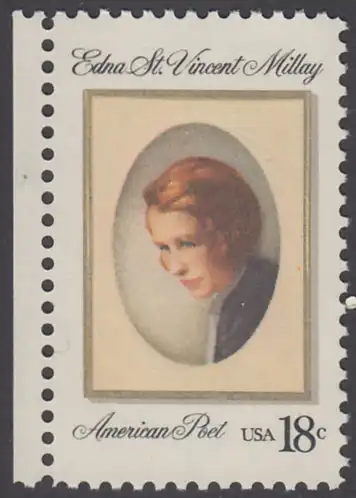 USA Michel 1498 / Scott 1926 postfrisch EINZELMARKE RAND links - Edna St. Vincent Millay (1892-1950), Dichterin