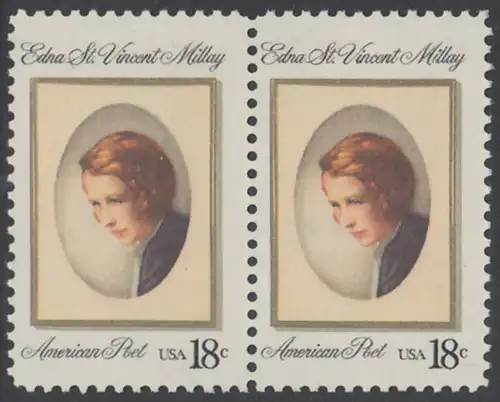 USA Michel 1498 / Scott 1926 postfrisch horiz.PAAR - Edna St. Vincent Millay (1892-1950), Dichterin