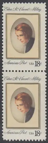 USA Michel 1498 / Scott 1926 postfrisch vert.PAAR - Edna St. Vincent Millay (1892-1950), Dichterin
