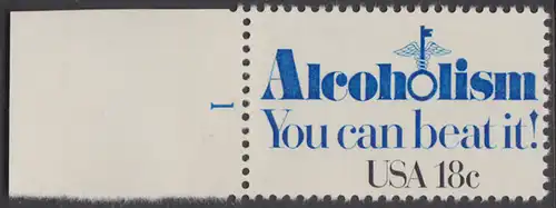 USA Michel 1499 / Scott 1927 postfrisch EINZELMARKE RAND links m/ Platten-# 1 - Kampf gegen den Alkoholismus