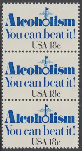 USA Michel 1499 / Scott 1927 postfrisch vert.STRIP(3) - Kampf gegen den Alkoholismus