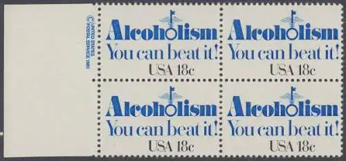 USA Michel 1499 / Scott 1927 postfrisch BLOCK RÄNDER links m/ copyright symbol (a1) - Kampf gegen den Alkoholismus