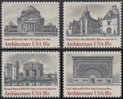 USA Michel 1500-1503 / Scott 1928-1931 postfrisch SATZ(4) EINZELMARKEN - Amerikanische Architektur