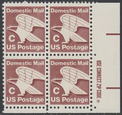 USA Michel 1507 / Scott 1946 postfrisch ZIP-BLOCK (lr) - Adler - Emblem der US-Post