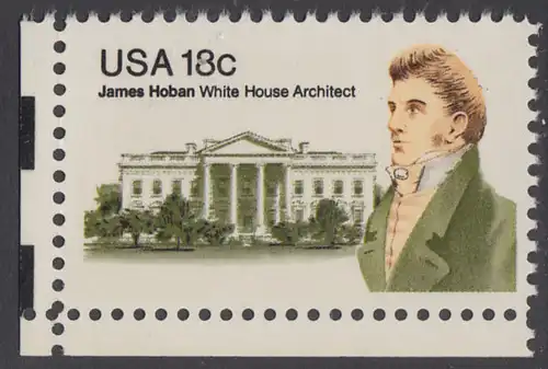 USA Michel 1509 / Scott 1935 postfrisch EINZELMARKE ECKRAND unten links - James Hoban (1762-1831), Architekt des Weißen Hauses