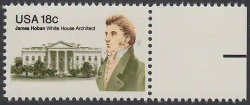USA Michel 1509 / Scott 1935 postfrisch EINZELMARKE RAND rechts - James Hoban (1762-1831), Architekt des Weißen Hauses