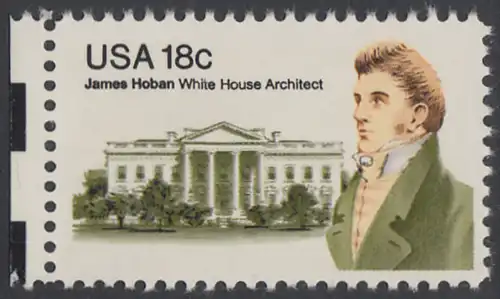 USA Michel 1509 / Scott 1935 postfrisch EINZELMARKE RAND links - James Hoban (1762-1831), Architekt des Weißen Hauses