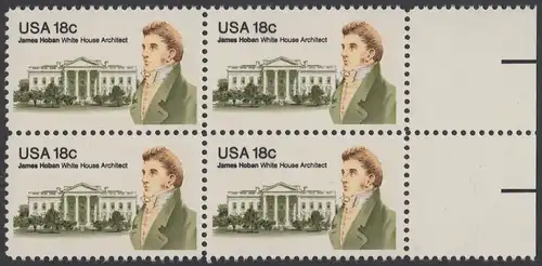 USA Michel 1509 / Scott 1935 postfrisch BLOCK RÄNDER rechts - James Hoban (1762-1831), Architekt des Weißen Hauses