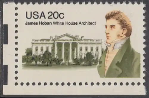 USA Michel 1510 / Scott 1936 postfrisch EINZELMARKE ECKRAND unten links - James Hoban (1762-1831), Architekt des Weißen Hauses